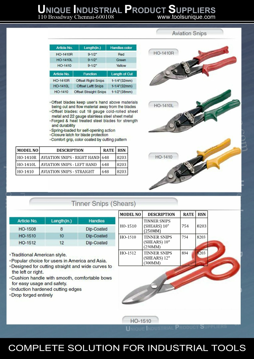 HERO HANDTOOLS AVIATION & TINNER SNIPS CHENNAI